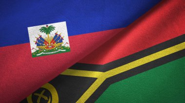 Haiti ve Vanuatu iki bayraklar tekstil kumaş, kumaş doku