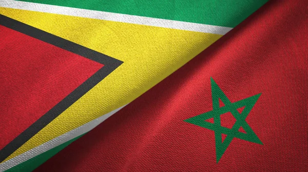 Guyana ve Fas iki bayraklar tekstil kumaş, kumaş doku