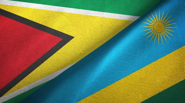 Guyana ve Ruanda iki bayrak tekstil kumaş, kumaş doku