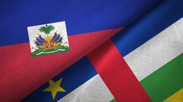 Haiti ve Orta Afrika Cumhuriyeti iki bayraklar tekstil kumaş doku 