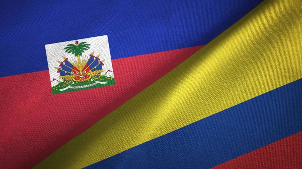 Haiti ve Kolombiya iki bayraklar tekstil kumaş, kumaş doku