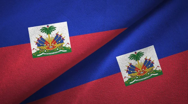 Haiti due bandiere tessuto, tessitura tessuto — Foto Stock