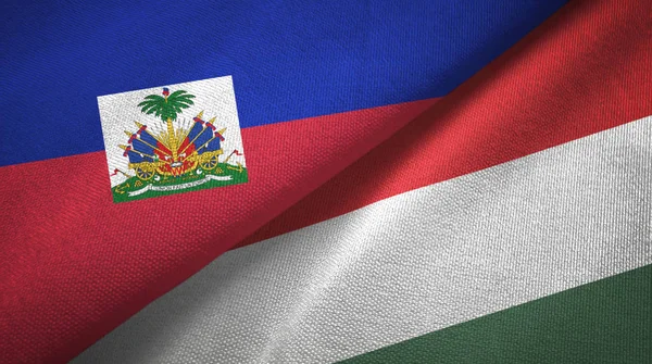 Haiti ve Macaristan iki bayraklar tekstil kumaş, kumaş doku