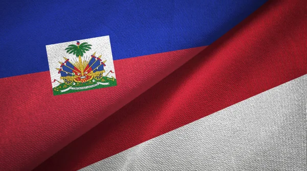 Haiti ve Endonezya iki bayraklar tekstil kumaş, kumaş doku