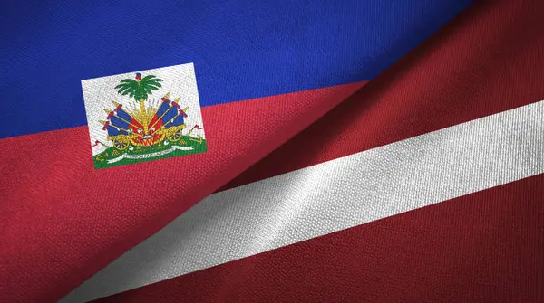 Haiti ve Letonya iki bayraklar tekstil kumaş, kumaş doku