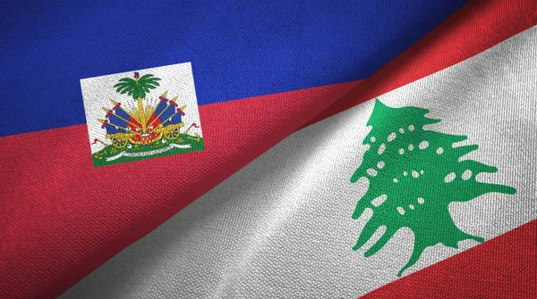 Гаити и Ливан два флага текстильная ткань, текстура ткани — стоковое фото