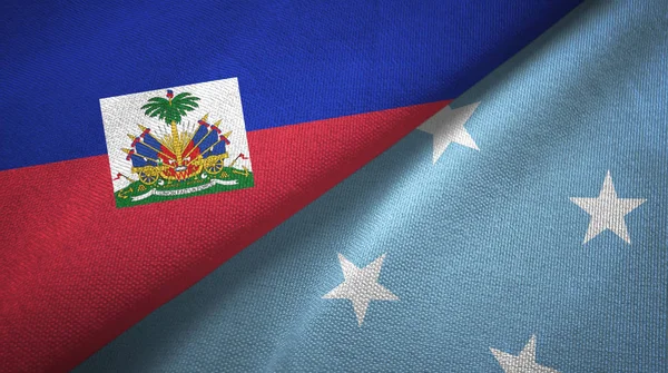 Haiti ve Mikronezya iki bayraklar tekstil kumaş, kumaş doku
