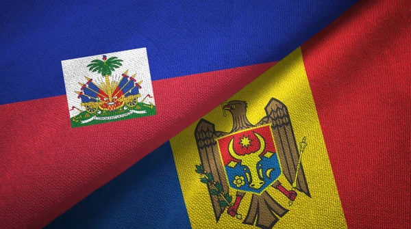 Haiti ve Moldova iki bayraklar tekstil kumaş, kumaş doku
