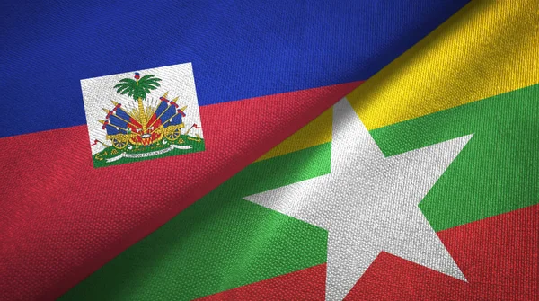 Haiti ve Myanmar iki bayraklar tekstil kumaş, kumaş doku