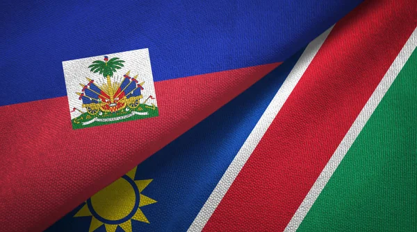 Haiti ve Namibya iki bayraklar tekstil kumaş, kumaş doku