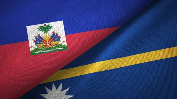 Haiti ve Nauru iki bayraklar tekstil kumaş, kumaş doku