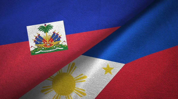 Haiti și Filipine două steaguri pânză textilă, textura țesăturii — Fotografie, imagine de stoc