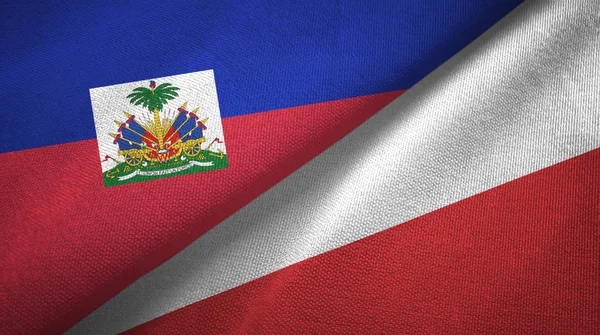 Haiti ve Polonya iki bayraklar tekstil kumaş, kumaş doku