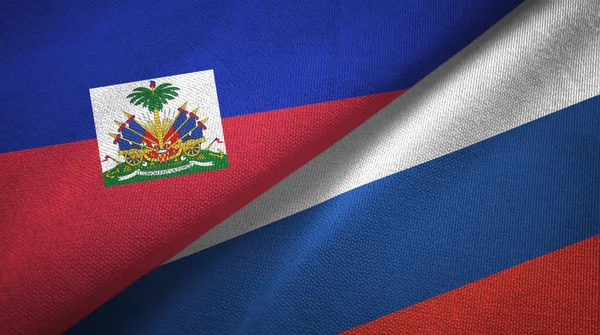 Haiti ve Rusya iki bayraklar tekstil kumaş, kumaş doku