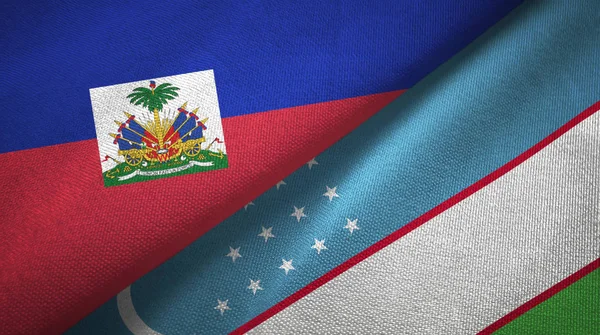 Haiti ve Özbekistan iki bayraktekstil kumaş, kumaş doku