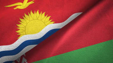 Kiribati ve Beyaz Rusya iki bayraklar tekstil kumaş, kumaş doku 