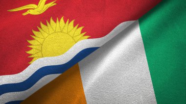 Kiribati ve Cote divoire Fildişi sahili iki bayraklar tekstil kumaş doku 