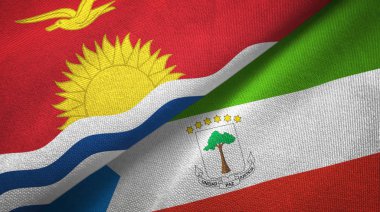 Kiribati ve Ekvator Ginesi iki bayraklar tekstil kumaş, kumaş doku