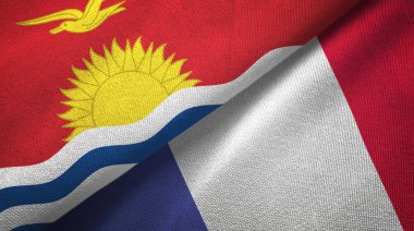 Kiribati ve Fransa iki bayraklar tekstil kumaş, kumaş doku