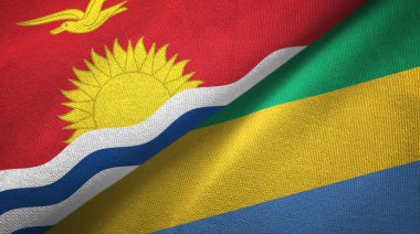 Kiribati ve Gabon iki bayraklar tekstil kumaş, kumaş doku