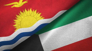 Kiribati ve Kuveyt iki bayraktekstil kumaş, kumaş doku