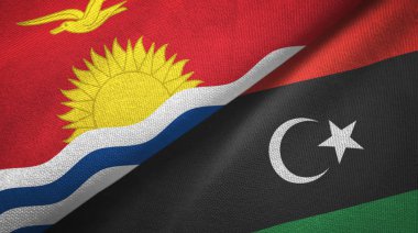 Kiribati ve Libya iki bayrak tekstil kumaş, kumaş doku