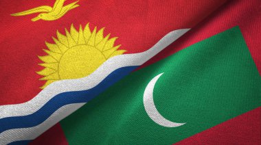 Kiribati ve Maldivler iki bayraklar tekstil kumaş, kumaş doku