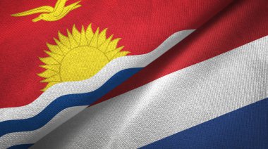 Kiribati ve Hollanda iki bayraklı tekstil kumaş, kumaş doku