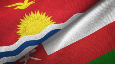 Kiribati ve Umman iki bayraktekstil kumaş, kumaş doku