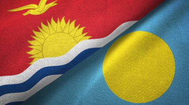 Kiribati ve Palau iki bayraktekstil kumaş, kumaş doku