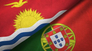 Kiribati ve Portekiz iki bayraklar tekstil kumaş, kumaş doku