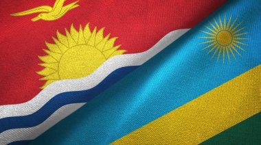 Kiribati ve Ruanda iki bayrak tekstil kumaş, kumaş doku