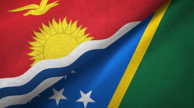 Kiribati ve Solomon Adaları iki bayrak tekstil kumaş, kumaş doku