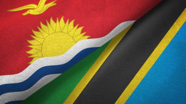 Kiribati ve Tanzanya iki bayrak tekstil kumaş, kumaş doku
