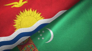 Kiribati ve Türkmenistan iki bayrak tekstil kumaş, kumaş doku