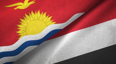 Kiribati ve Yemen iki bayrak tekstil kumaş, kumaş doku