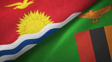 Kiribati ve Zambiya iki bayraklar tekstil kumaş, kumaş doku