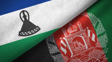 Lesotho ve Afganistan iki bayraklar tekstil kumaş, kumaş doku 