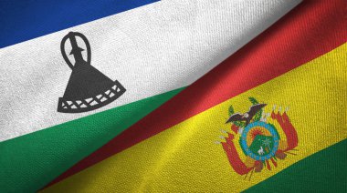 Lesotho ve Bolivya iki bayraklar tekstil kumaş, kumaş doku 