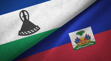 Lesotho ve Haiti iki bayraklar tekstil kumaş, kumaş doku