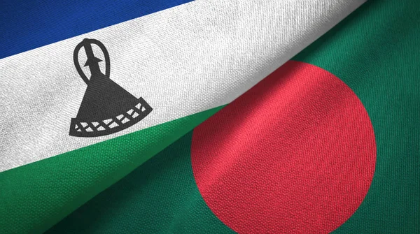 Lesotho and Bangladesh two flags textile cloth, fabric texture