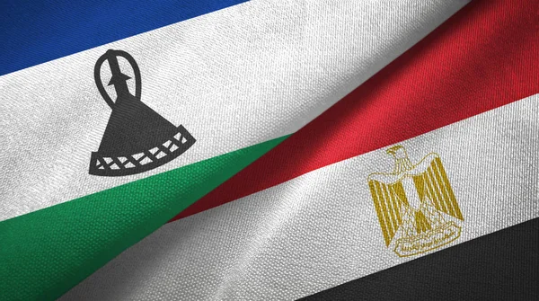 Lesotho and Egypt two flags textile cloth
