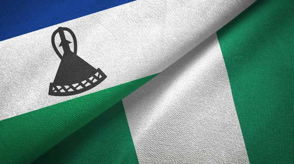 Lesotho and Nigeria two flags textile cloth, fabric texture — Stock Fotó