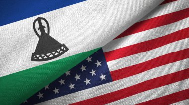 Lesotho ve Amerika Birleşik Devletleri iki bayraklar tekstil kumaş, kumaş doku