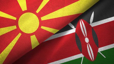 Kuzey Makedonya ve Kenya iki bayrak tekstil kumaş, kumaş doku