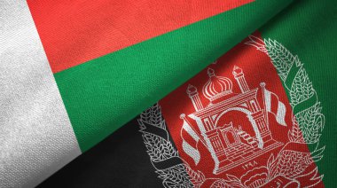Madagaskar ve Afganistan iki bayrak tekstil kumaş, kumaş doku 