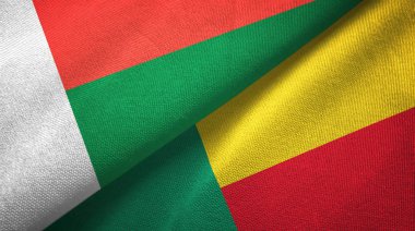 Madagaskar ve Benin iki bayraktekstil kumaş, kumaş doku 