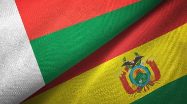 Madagaskar ve Bolivya iki bayraklar tekstil kumaş, kumaş doku 