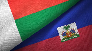 Madagaskar ve Haiti iki bayraklar tekstil kumaş, kumaş doku