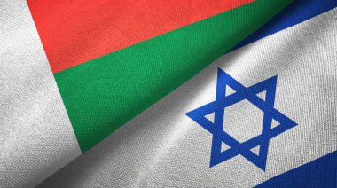 Madagaskar ve İsrail iki bayrak tekstil kumaş, kumaş doku